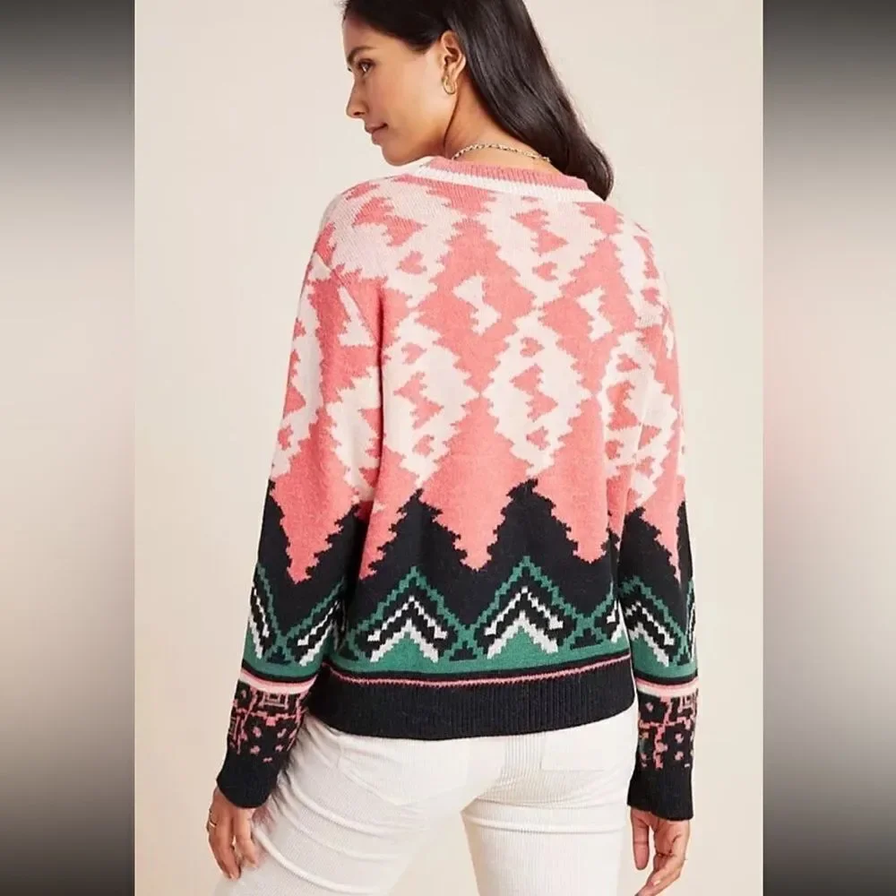 Anthropologie Aldomartins Nieves Sweater Pink Nordic Wool Alpaca XS